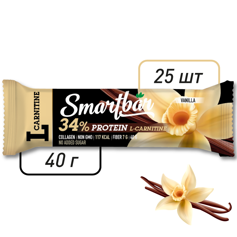 Батончик протеиновый Smartbar Protein L-carnitine "Ваниль" с L ...