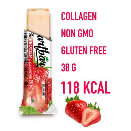 Батончик протеиновый без сахара Smartbar Protein L-carnitine "Клубника" с L-карнитином, 25 шт. х 38 г.